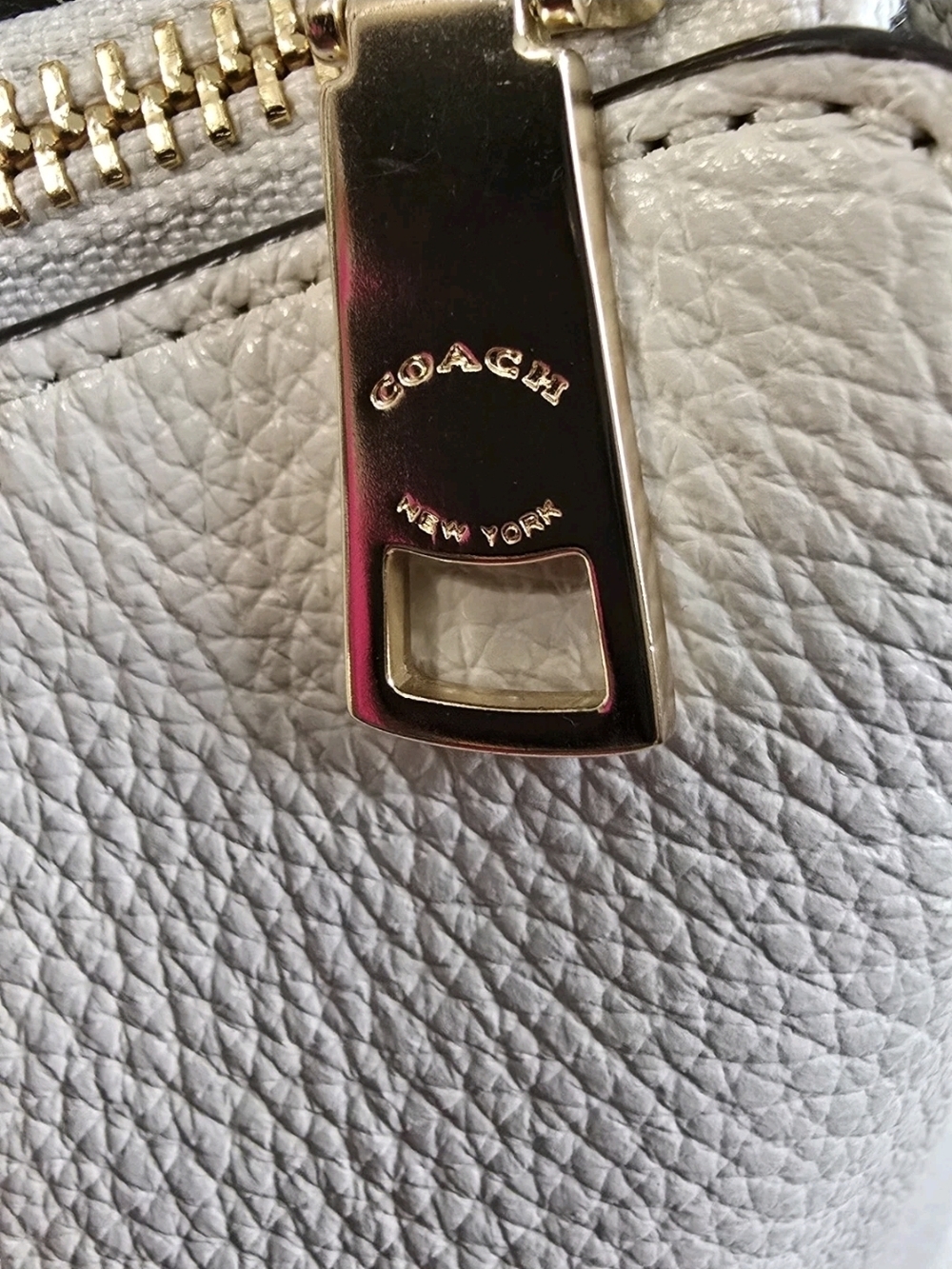 Coach Cream and Beige Signature Pocket Leather Satchel - Picture 7 of 8